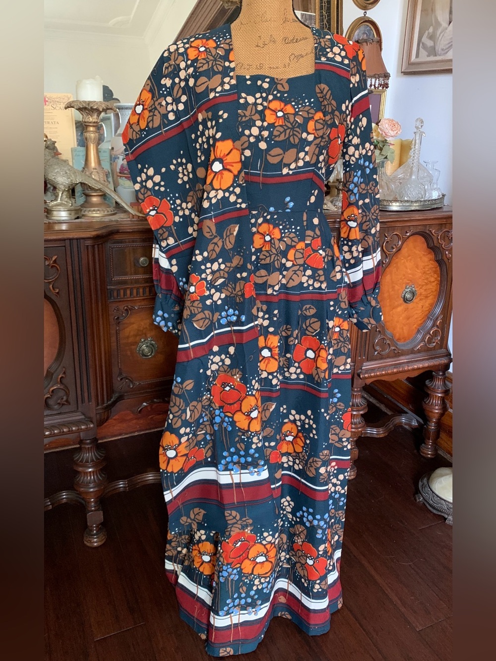 Vintage 60’s/70’s Boho Hippie Gypsy Jane Austen-inspo Peasant Dress w Shawl/Belt